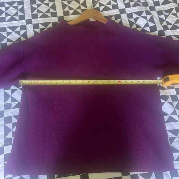 Eileen Fisher Purple Mock Neck Sweater Boiled 💯 Wool - Picture 7 of 7